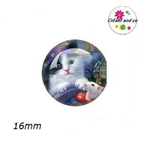 X2 cabochons chat 16mm