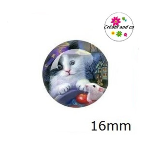 X2 cabochons chat 16mm