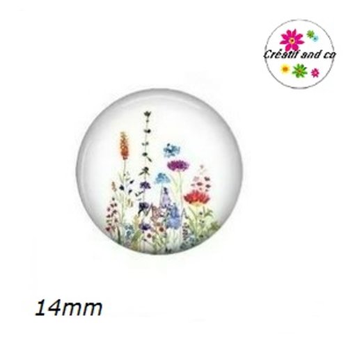 X2 cabochons fleuris 14mm