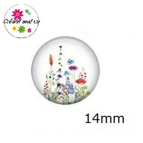 X2 cabochons fleuri 14mm