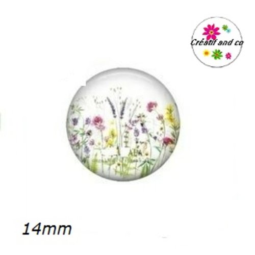 X2 cabochons fleuris 14mm