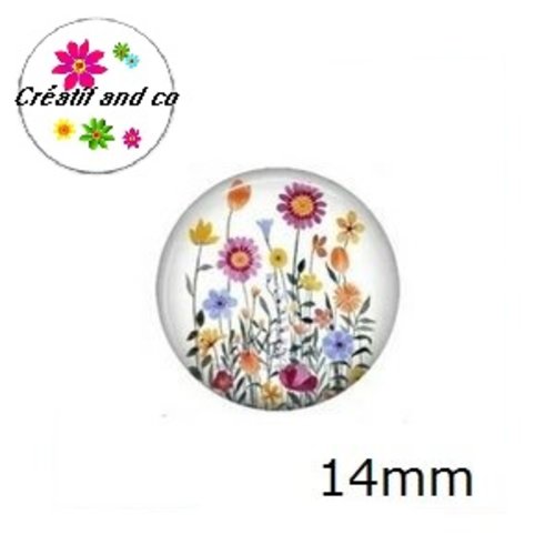 X2 cabochons fleuri 14mm