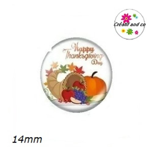 X2 cabochons citrouille halloween 14mm