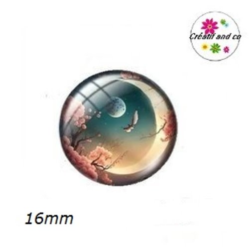 X2 cabochons fleuri 16mm