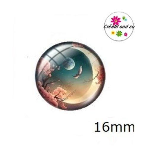 X2 cabochons fleuri 16mm