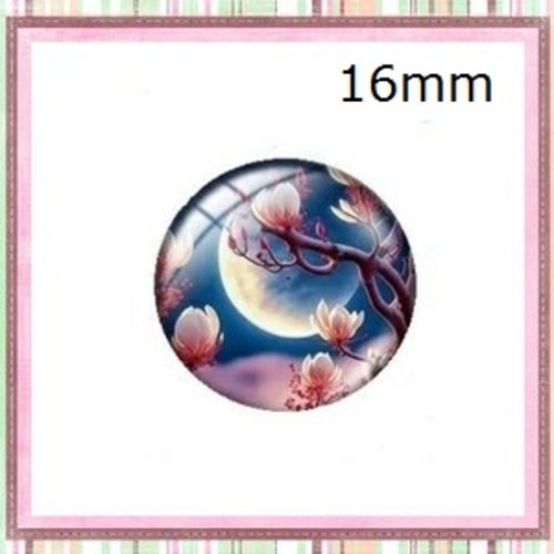 X2 cabochons fleuri 16mm