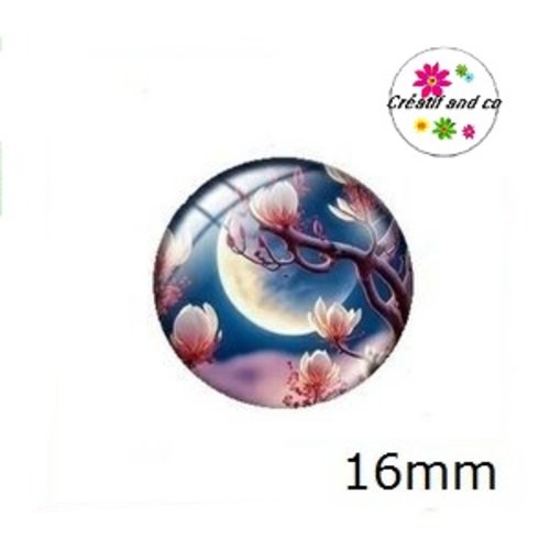 X2 cabochons fleuri 16mm