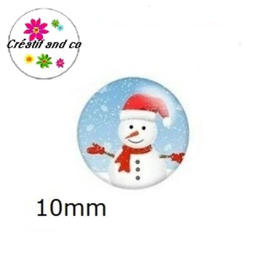 X2 cabochons bonhomme de neige 10mm