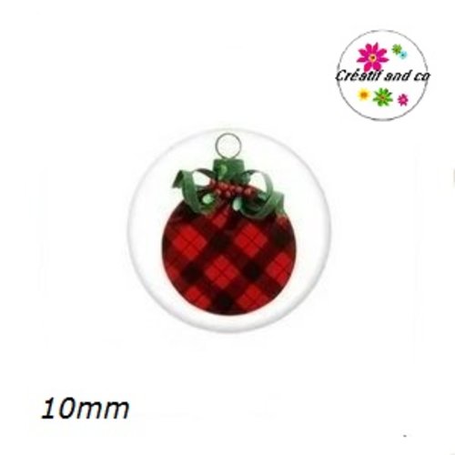 X2 cabochons boule de noël 10mm