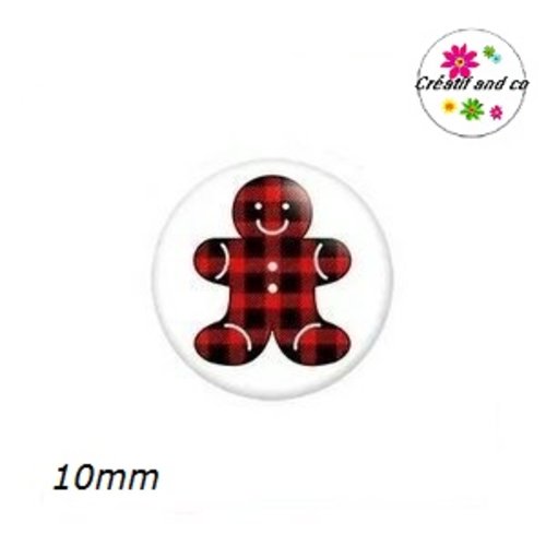 X2 cabochons bonhomme pain d'épice 10mm