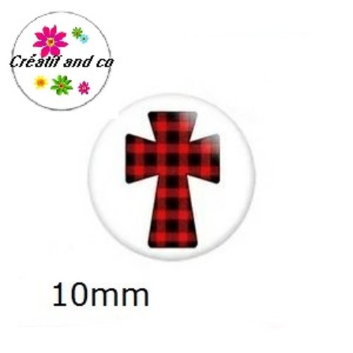 X2 cabochons croix de noël 10mm