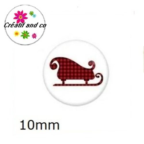 X2 cabochons traineau de noël 10mm
