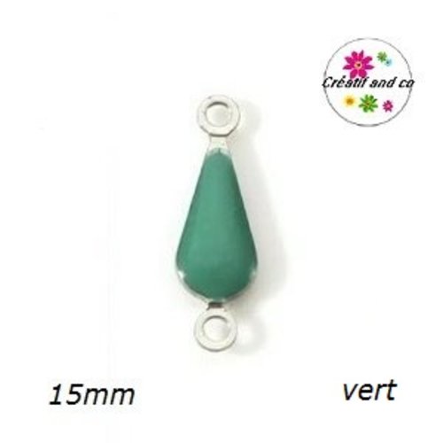 Connecteur goutte verte émail 15mm