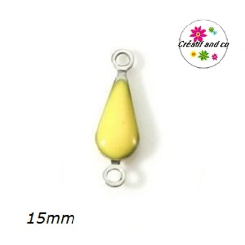 2  connecteurs gouttes jaunes émail 15mm