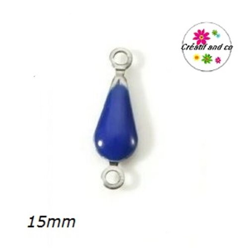 2  connecteurs gouttes bleus roi émail 15mm