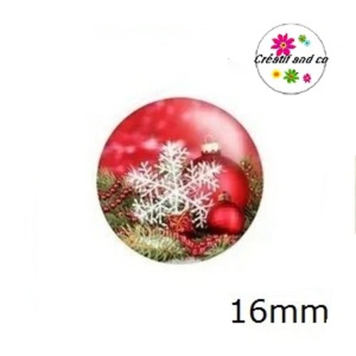 X2 cabochons flocon de neige 16mm