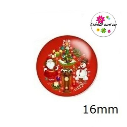 X2 cabochons père noël et bonhomme de neige 16mm