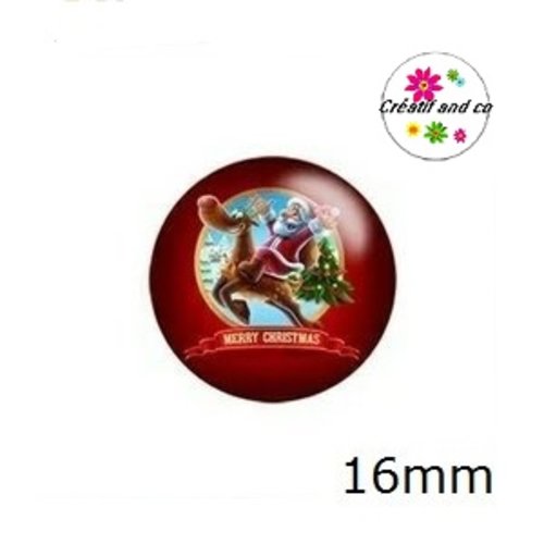 X2 cabochons père noël et cerf 16mm