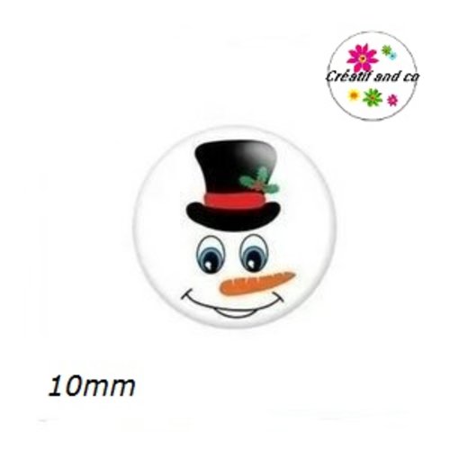 X2 cabochons bonhomme de neige 10mm
