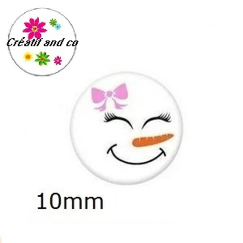 X2 cabochons bonhomme de neige 10mm