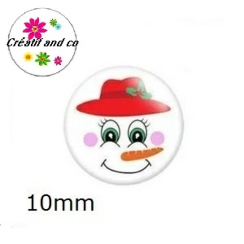X2 cabochons bonhomme de neige 10mm
