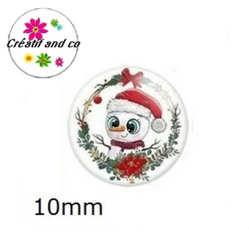 X2 cabochons bonhomme de neige 10mm