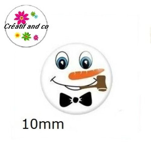 X2 cabochons bonhomme de neige 10mm