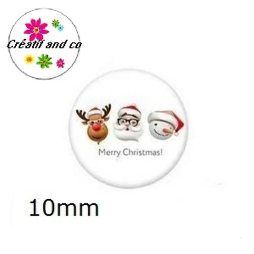X2 cabochons bonhomme de neige 10mm