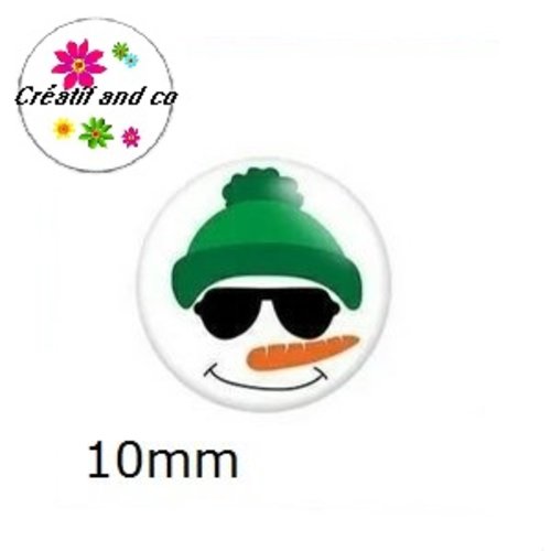 X2 cabochons bonhomme de neige 10mm