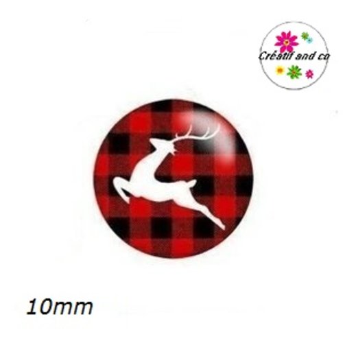 X2 cabochons cerf 10mm