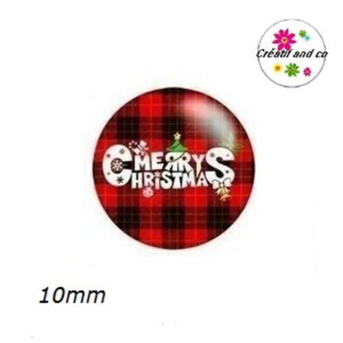 X2 cabochons merry christsmas 10mm