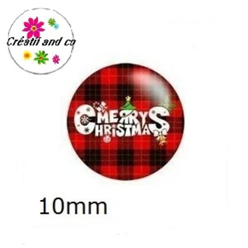 X2 cabochons merry christsmas 10mm