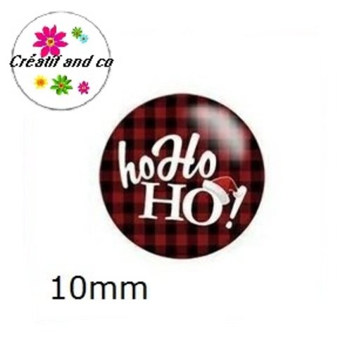 X2 cabochons ho ho ho 10mm