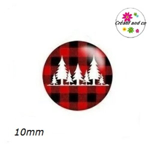 X2 cabochons sapins de noël 10mm