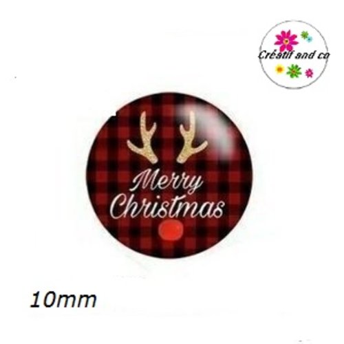 X2 cabochons bois de cerf 10mm