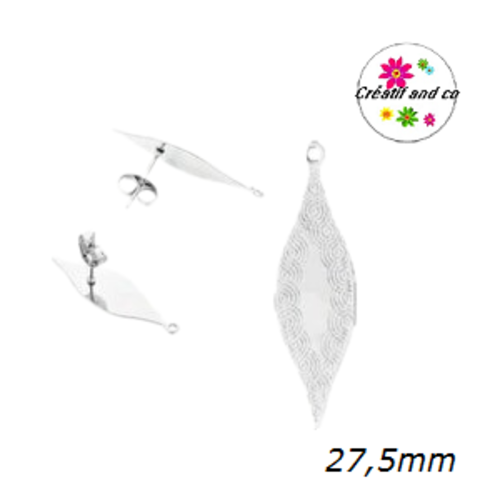 Puce oreille goutte acier inoxydable avec trou