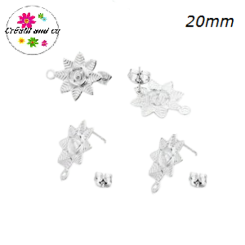 Puce oreille fleur acier inoxydable avec trou