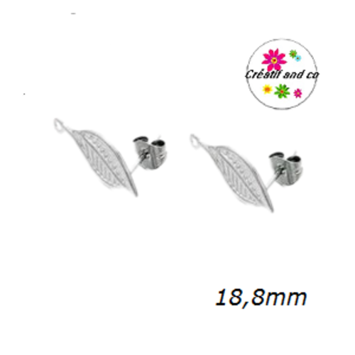 Puce oreille feuille acier inoxydable avec anneau