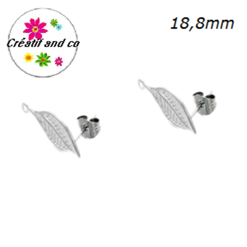 Puce oreille feuille acier inoxydable avec anneau