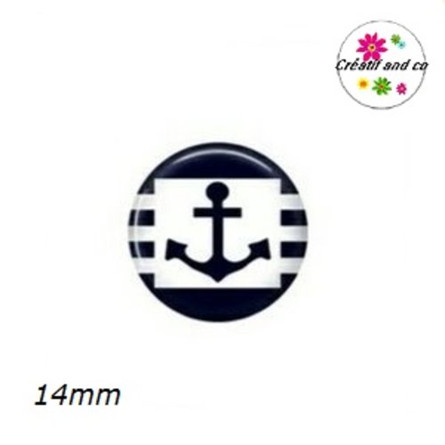 X2 cabochons ancre marine 14mm