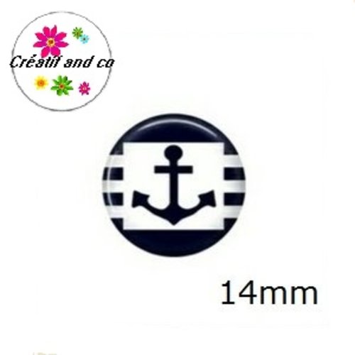 X2 cabochons ancre marine 14mm
