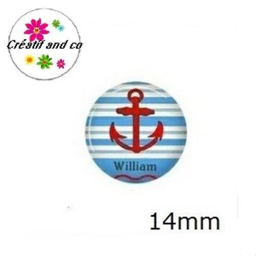 X2 cabochons ancre marine 14mm