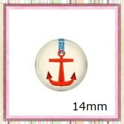 X2 cabochons ancre marine 14mm