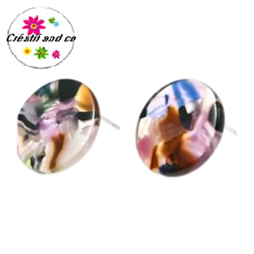 Clou oreille cercle acrylique et tige argent 925