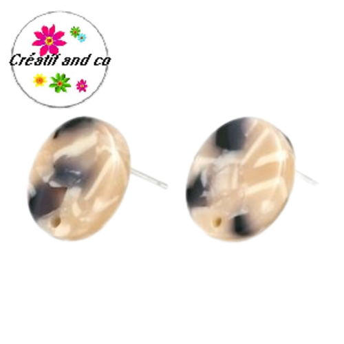 Clou oreille cercle acrylique et tige argent 925