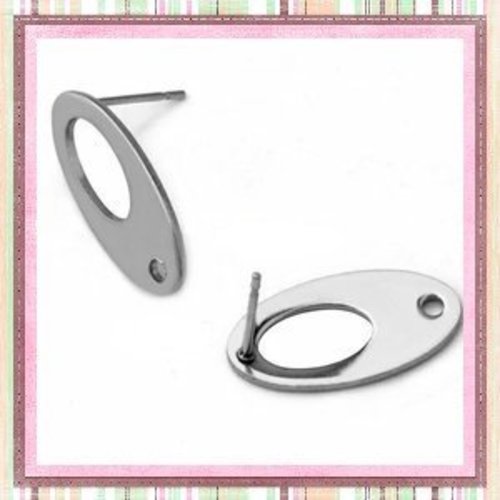 Supports boucles d'oreilles ovales acier inoxydable 9x18,5mm