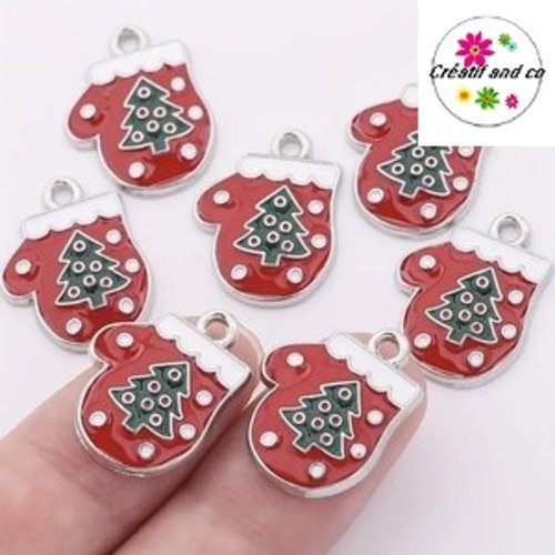 Breloque moufle de noël émail