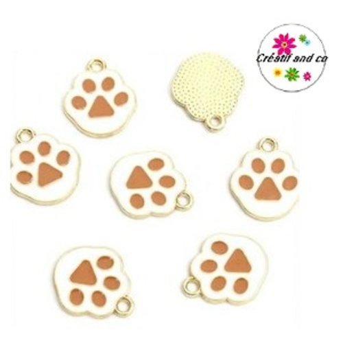 Breloque empreinte chat/chien émail marron