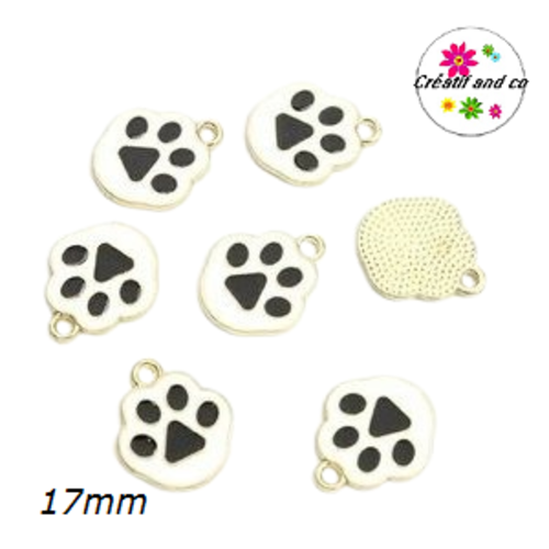 Breloque empreinte chat/chien noir émail