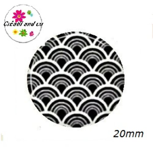 Cabochon noir et blanc 20mm